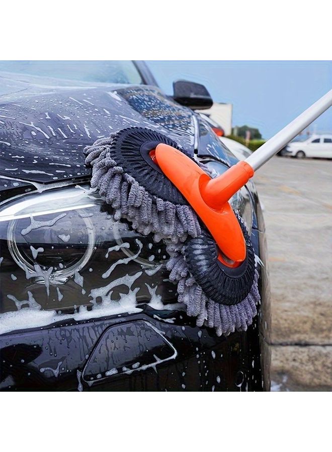 Complete Car Wash Kit With Long Handle Double Brush Head Mitt Sponge Durable - Image 1